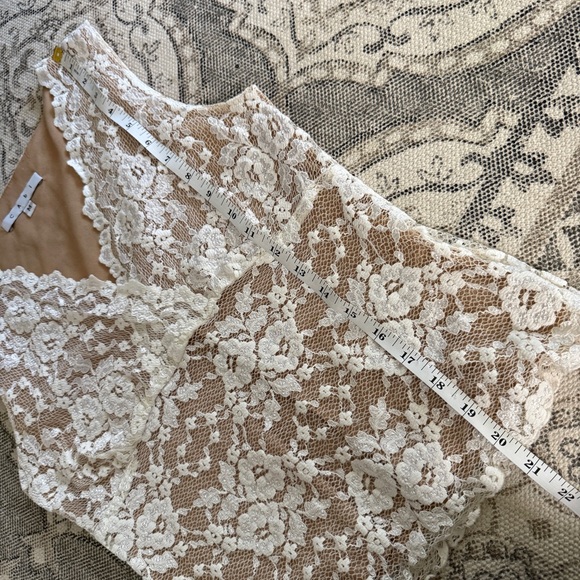 CAbi Lace Tank Top - White and Tan - Picture 8 of 9